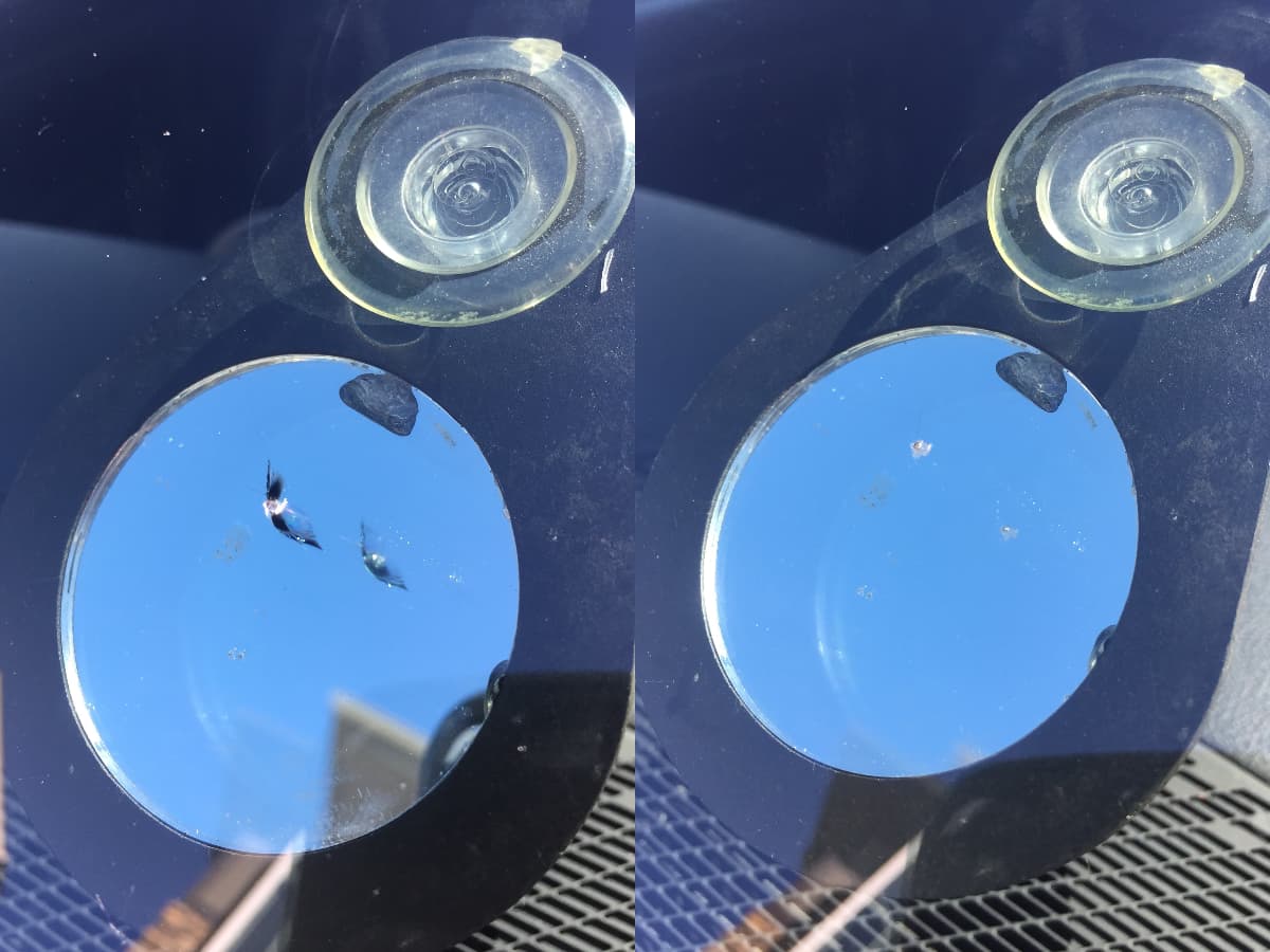 Windshield Chip Repair Before & After